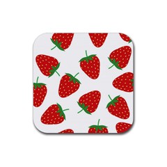 Seamless Pattern Fresh Strawberry Rubber Coaster (square)  by Vaneshart