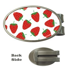 Seamless Pattern Fresh Strawberry Money Clips (oval)  by Vaneshart