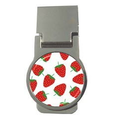 Seamless Pattern Fresh Strawberry Money Clips (round)  by Vaneshart