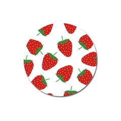 Seamless Pattern Fresh Strawberry Magnet 3  (round) by Vaneshart