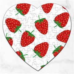 Seamless Pattern Fresh Strawberry Jigsaw Puzzle (heart) by Vaneshart