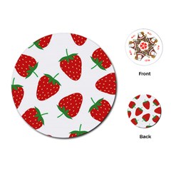 Seamless Pattern Fresh Strawberry Playing Cards Single Design (round) by Vaneshart