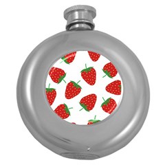 Seamless Pattern Fresh Strawberry Round Hip Flask (5 Oz)