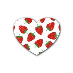 Seamless Pattern Fresh Strawberry Rubber Coaster (heart)  by Vaneshart