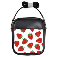 Seamless Pattern Fresh Strawberry Girls Sling Bag by Vaneshart