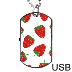 Seamless Pattern Fresh Strawberry Dog Tag Usb Flash (one Side) by Vaneshart