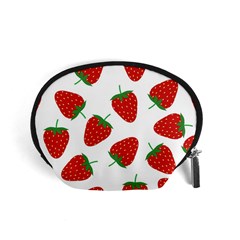 Seamless Pattern Fresh Strawberry Accessory Pouch (small) by Vaneshart