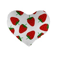 Seamless Pattern Fresh Strawberry Standard 16  Premium Flano Heart Shape Cushions by Vaneshart