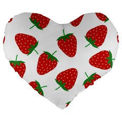 Seamless Pattern Fresh Strawberry Large 19  Premium Flano Heart Shape Cushions by Vaneshart