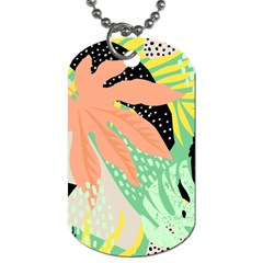 Abstract Seamless Pattern With Tropical Leaves Hand Draw Texture Vector Dog Tag (one Side) by Vaneshart