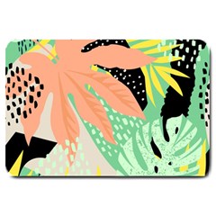 Abstract Seamless Pattern With Tropical Leaves Hand Draw Texture Vector Large Doormat  by Vaneshart