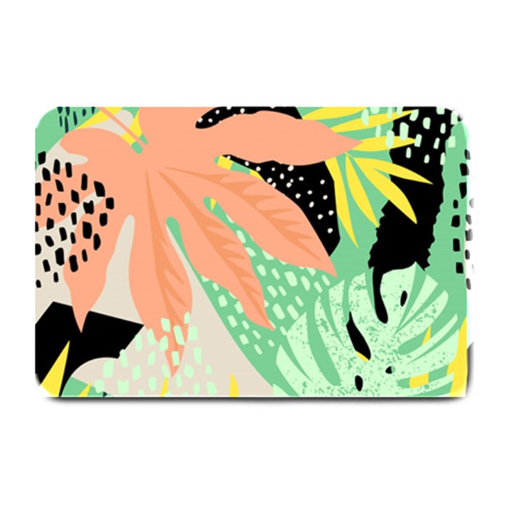 Abstract Seamless Pattern With Tropical Leaves Hand Draw Texture Vector Plate Mats