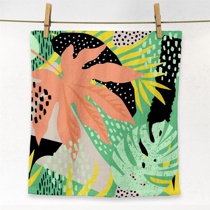 Abstract Seamless Pattern With Tropical Leaves Hand Draw Texture Vector Face Towel