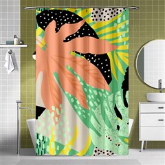 Abstract Seamless Pattern With Tropical Leaves Hand Draw Texture Vector Shower Curtain 48  X 72  (small)  by Vaneshart