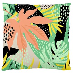 Abstract Seamless Pattern With Tropical Leaves Hand Draw Texture Vector Large Flano Cushion Case (two Sides) by Vaneshart