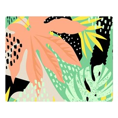 Abstract Seamless Pattern With Tropical Leaves Hand Draw Texture Vector Double Sided Flano Blanket (large)  by Vaneshart