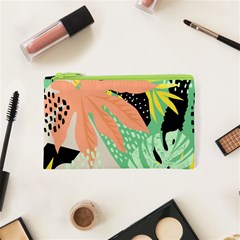 Abstract Seamless Pattern With Tropical Leaves Hand Draw Texture Vector Cosmetic Bag (xs) by Vaneshart