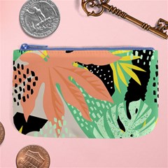 Abstract Seamless Pattern With Tropical Leaves Hand Draw Texture Vector Large Coin Purse by Vaneshart