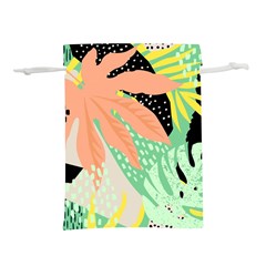 Abstract Seamless Pattern With Tropical Leaves Hand Draw Texture Vector Lightweight Drawstring Pouch (l)