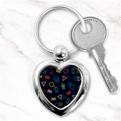 Memphis Seamless Patterns Abstract Jumble Textures Key Chain (heart) by Vaneshart