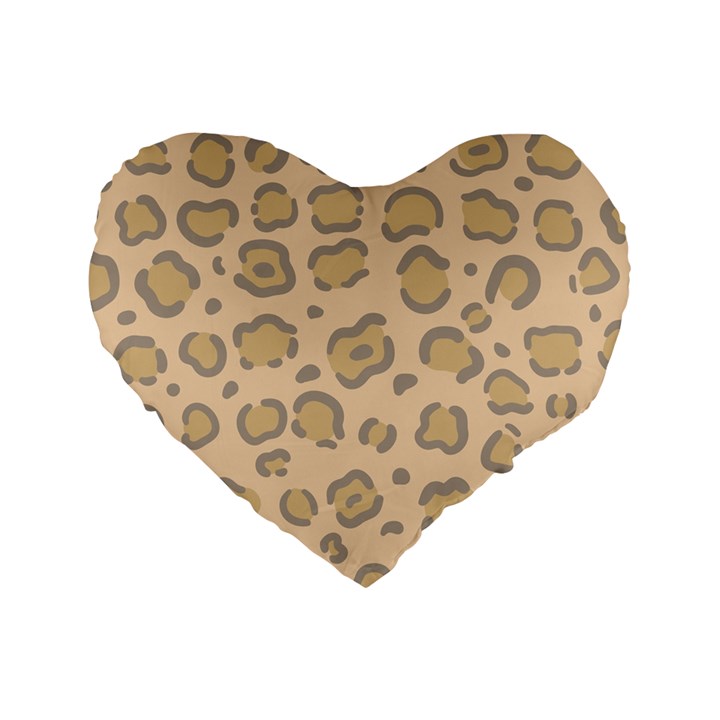 Leopard Print Standard 16  Premium Heart Shape Cushions