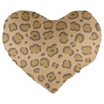 Leopard Print Large 19  Premium Heart Shape Cushions Front