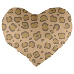 Leopard Print Large 19  Premium Heart Shape Cushions Back