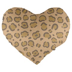 Leopard Print Large 19  Premium Flano Heart Shape Cushions by Sobalvarro