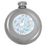 Unicorn Seamless Pattern Background Vector Round Hip Flask (5 oz) Front