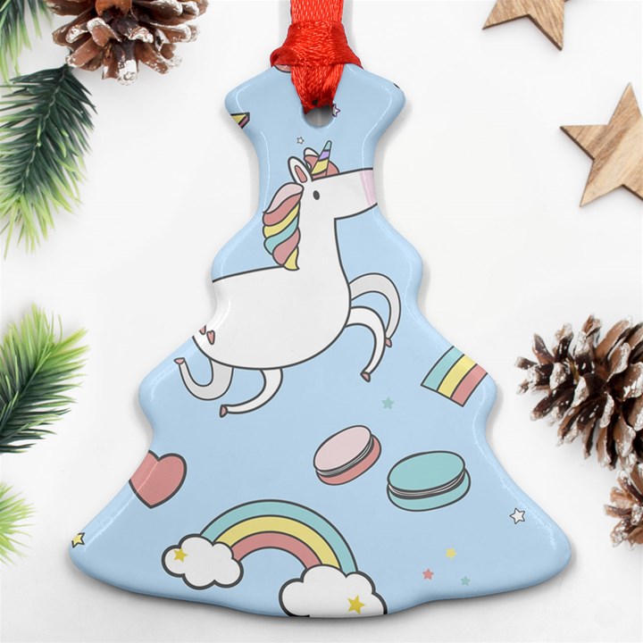 Unicorn Seamless Pattern Background Vector Christmas Tree Ornament (Two Sides)