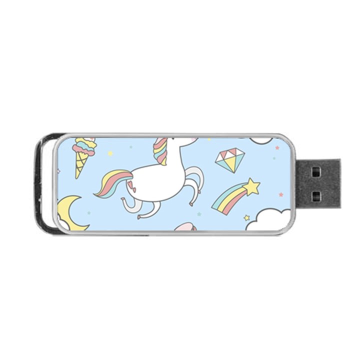 Unicorn Seamless Pattern Background Vector Portable USB Flash (One Side)