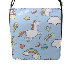 Unicorn Seamless Pattern Background Vector Flap Closure Messenger Bag (l) by Sobalvarro