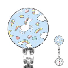 Unicorn Seamless Pattern Background Vector Stainless Steel Nurses Watch by Sobalvarro