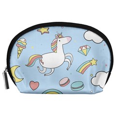 Unicorn Seamless Pattern Background Vector Accessory Pouch (large) by Sobalvarro