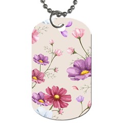 Vector Hand Drawn Cosmos Flower Pattern Dog Tag (one Side) by Sobalvarro