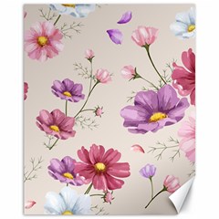 Vector Hand Drawn Cosmos Flower Pattern Canvas 11  X 14  by Sobalvarro