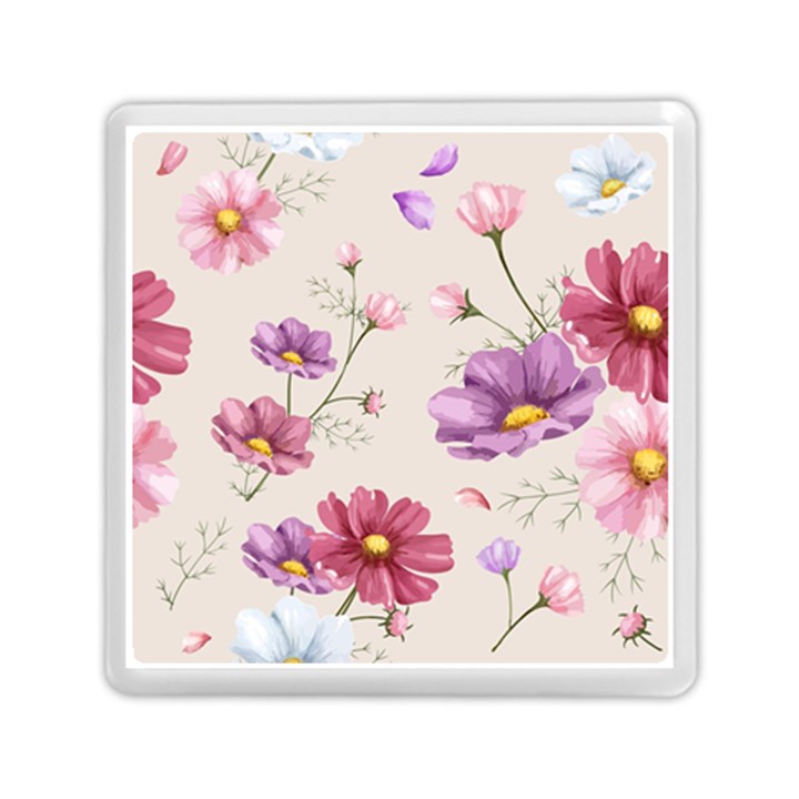 Vector Hand Drawn Cosmos Flower Pattern Memory Card Reader (Square)