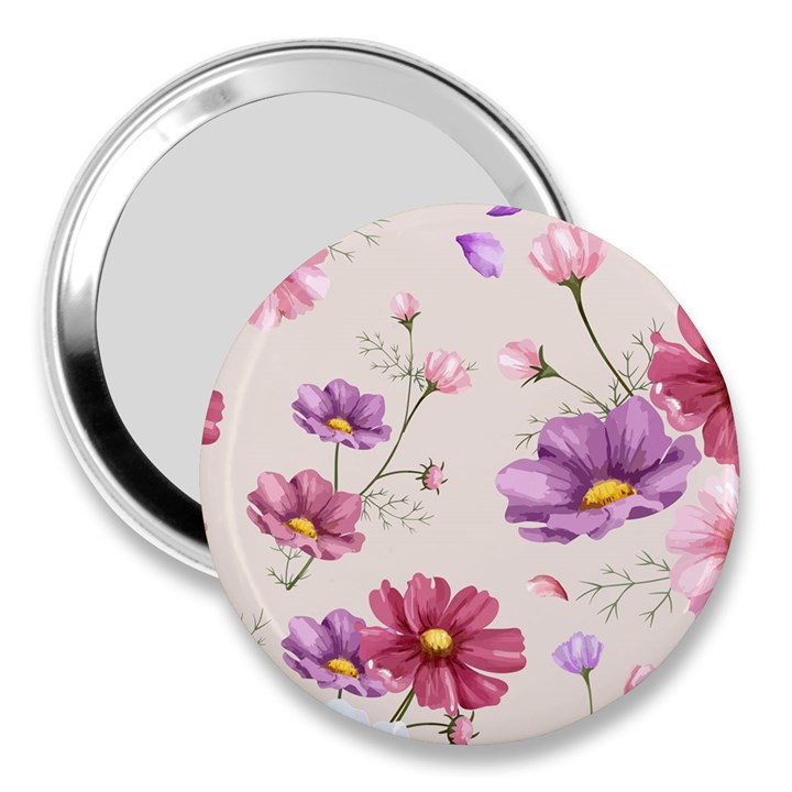 Vector Hand Drawn Cosmos Flower Pattern 3  Handbag Mirrors