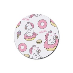 Unicorn Seamless Pattern Background Vector (1) Rubber Round Coaster (4 Pack)  by Sobalvarro