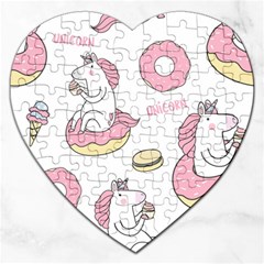 Unicorn Seamless Pattern Background Vector (1) Jigsaw Puzzle (heart) by Sobalvarro