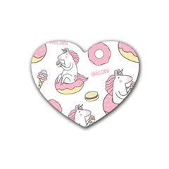 Unicorn Seamless Pattern Background Vector (1) Heart Coaster (4 Pack)  by Sobalvarro