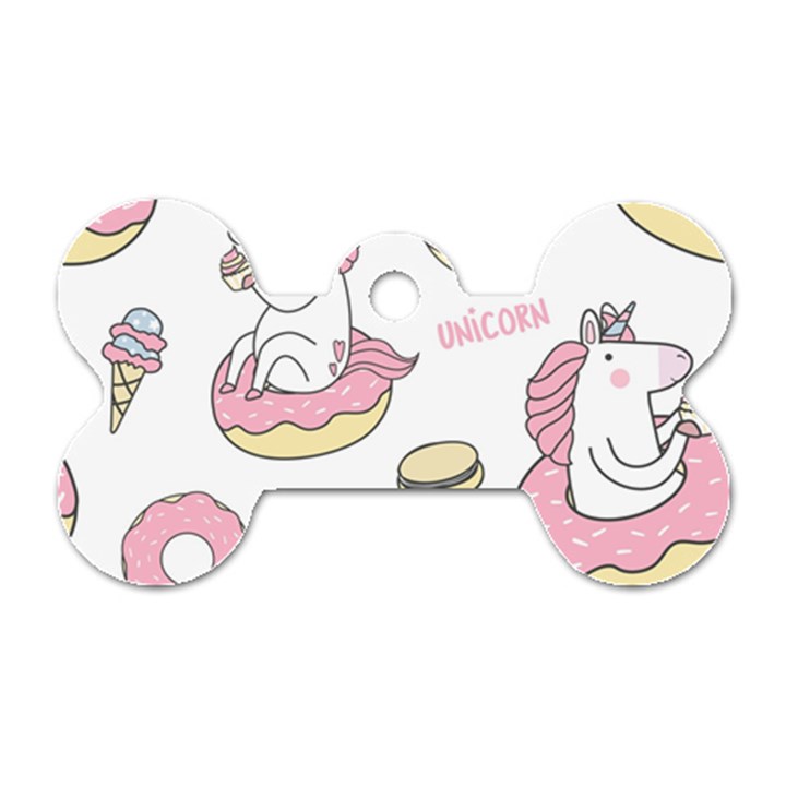 Unicorn Seamless Pattern Background Vector (1) Dog Tag Bone (One Side)