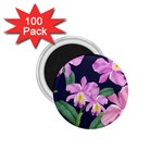 Vector Hand Drawn Orchid Flower Pattern 1.75  Magnets (100 pack)  Front