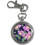 Vector Hand Drawn Orchid Flower Pattern Key Chain Watches Front