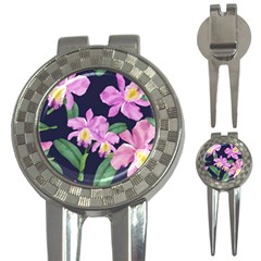 Vector Hand Drawn Orchid Flower Pattern 3-in-1 Golf Divots by Sobalvarro