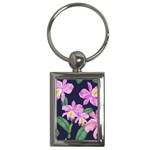 Vector Hand Drawn Orchid Flower Pattern Key Chain (Rectangle) Front