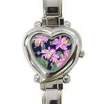 Vector Hand Drawn Orchid Flower Pattern Heart Italian Charm Watch Front