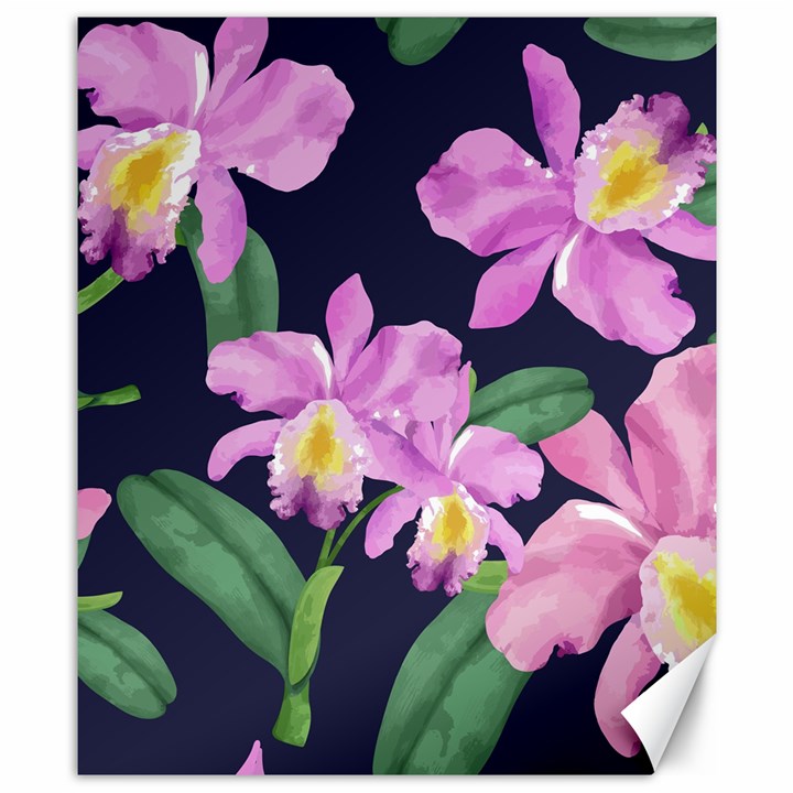 Vector Hand Drawn Orchid Flower Pattern Canvas 8  x 10 