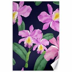 Vector Hand Drawn Orchid Flower Pattern Canvas 24  X 36  by Sobalvarro