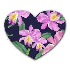 Vector Hand Drawn Orchid Flower Pattern Heart Mousepads by Sobalvarro